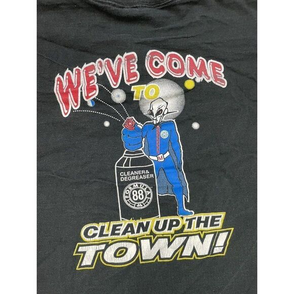 VINTAGE Formula 88 We've Come To Clean Up Town Alien T-shirt Men XL Black 90s - Picture 2 of 7